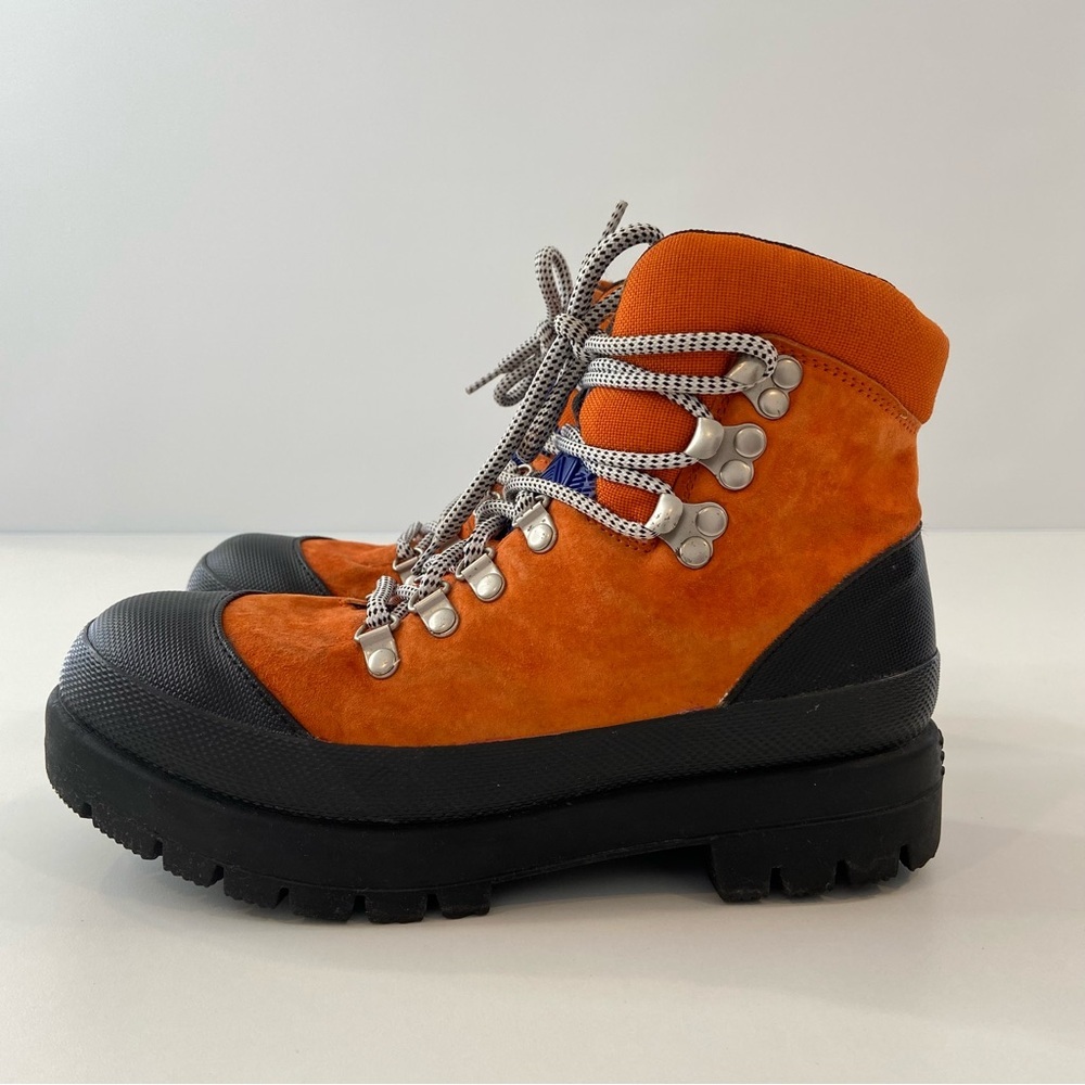 Esprit Orange Suede Chunky Hiking Boots Women Size 7.5 Y2K Lug Sole platform